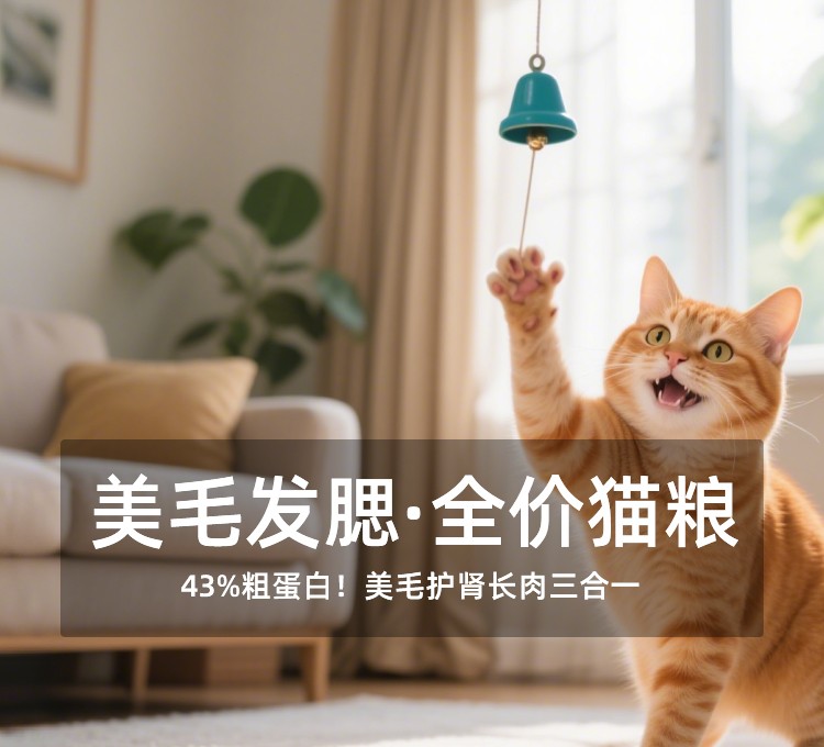 美毛发腮，全价猫粮
